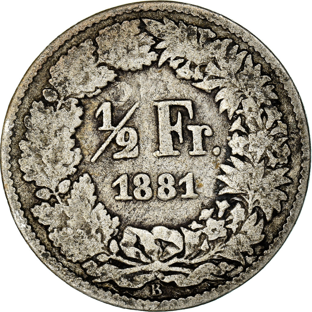 Coin, Switzerland, 1/2 Franc, 1881, Bern, VF(20-25), Silver, KM:23