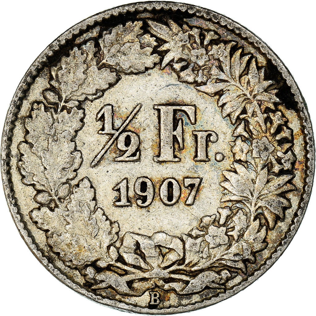 Coin, Switzerland, 1/2 Franc, 1907, Bern, VF(30-35), Silver, KM:23