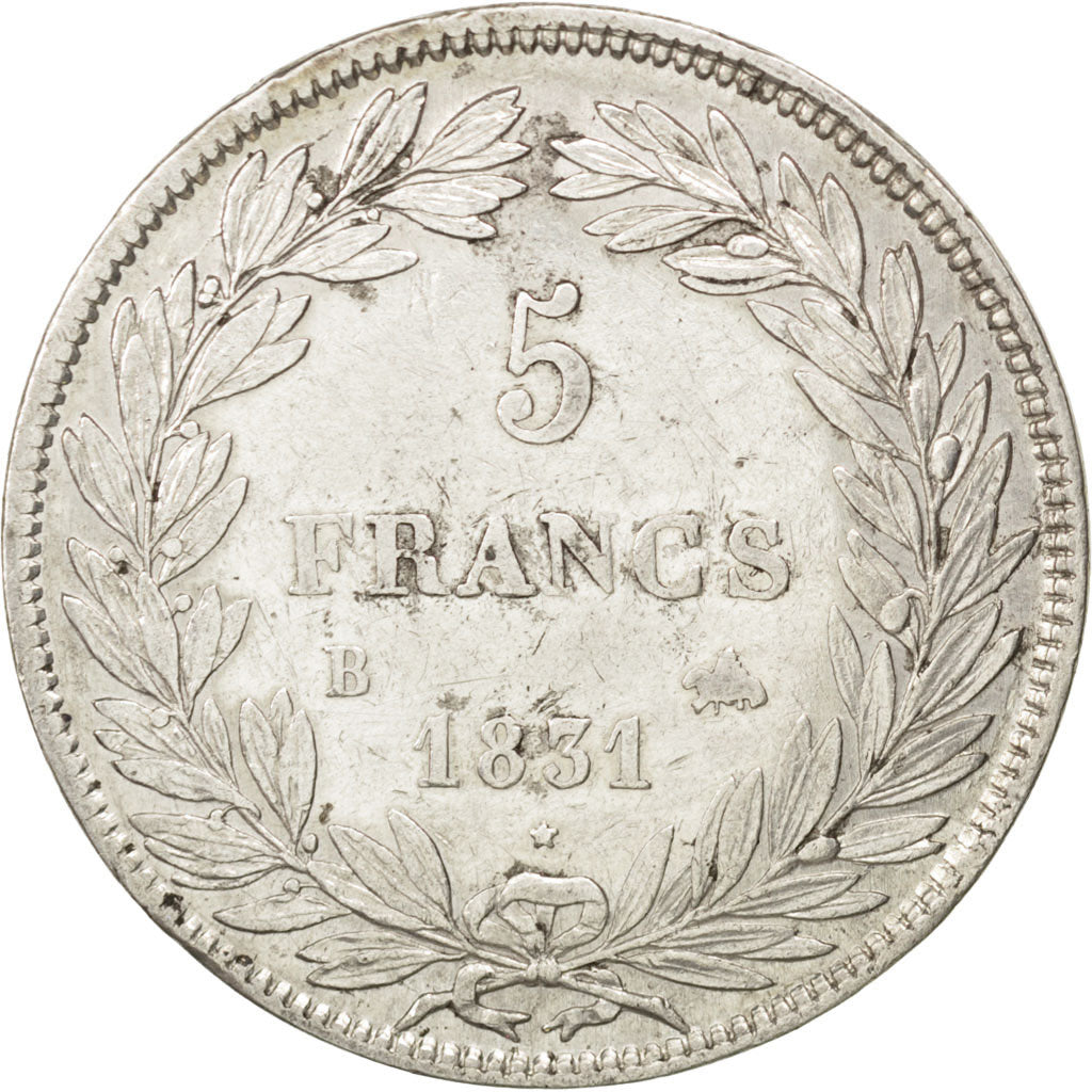 Coin, France, Louis-Philippe, 5 Francs, 1831, Rouen, VF(30-35), Silver