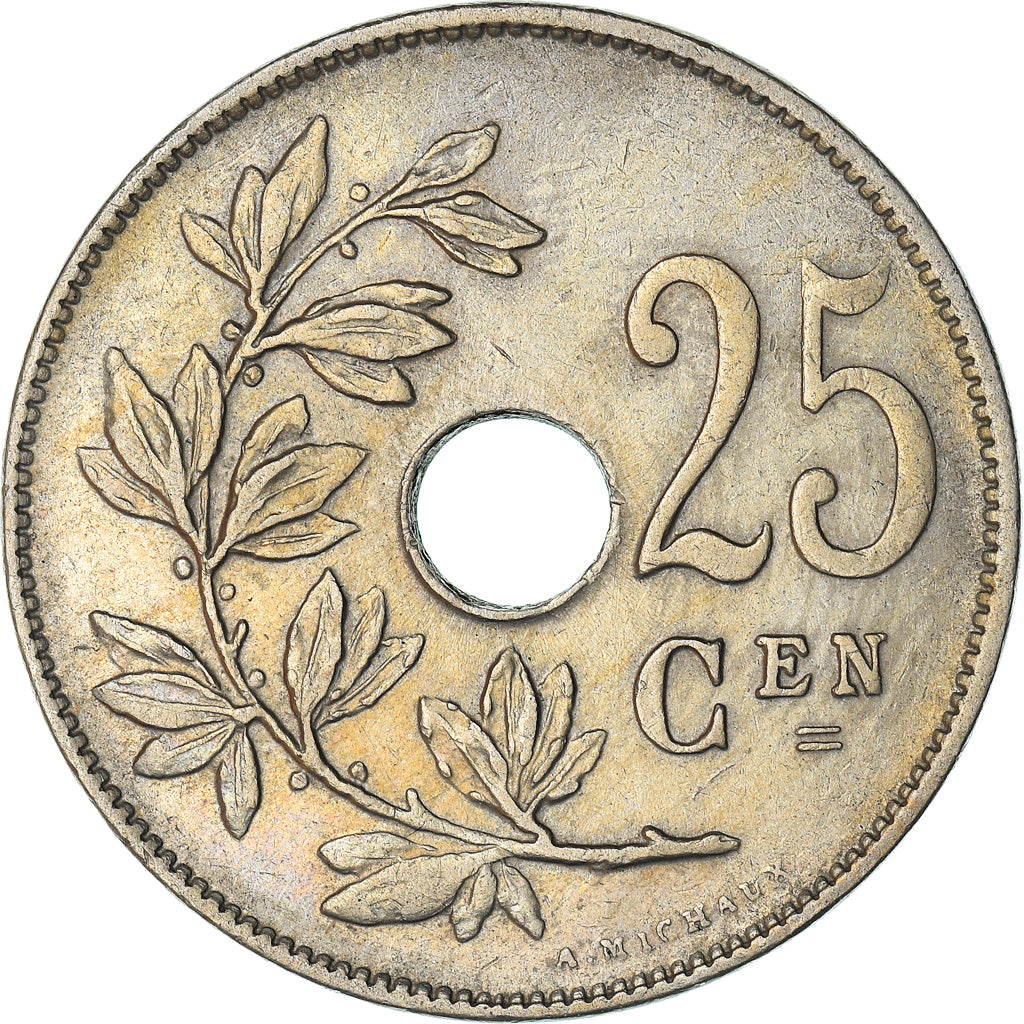 Coin, Belgium, 25 Centimes, 1929, AU(50-53), Copper-nickel, KM:69