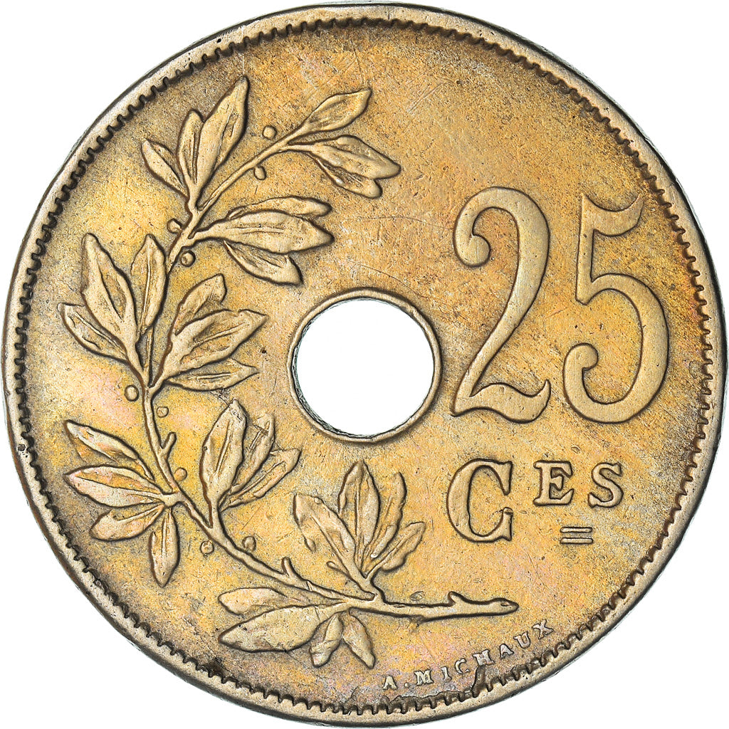 Coin, Belgium, 25 Centimes, 1913, AU(50-53), Copper-nickel, KM:68.1