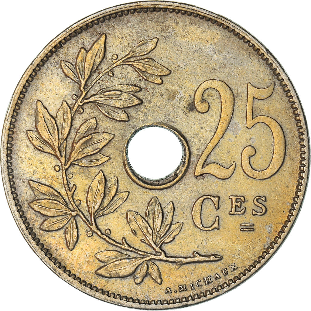 Coin, Belgium, 25 Centimes, 1927, AU(55-58), Copper-nickel, KM:68.1