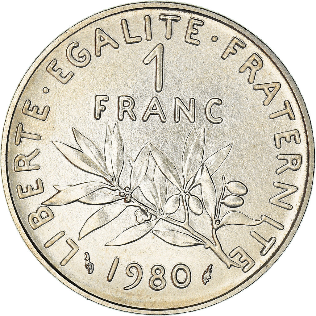 Moneta, Francja, Semeuse, Franc, 1980, Paris, FDC, MS(65-70), Nikiel, KM:925.1