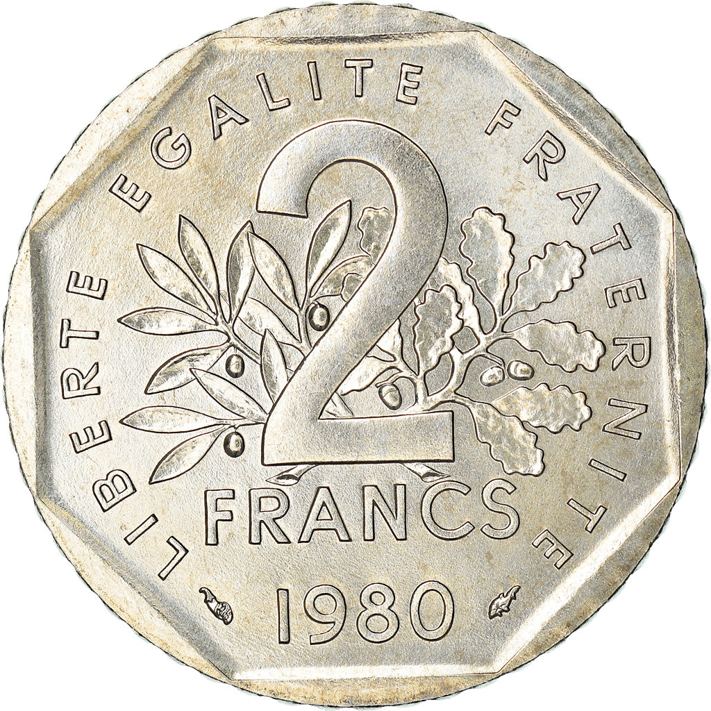 Coin, France, Semeuse, 2 Francs, 1980, FDC, MS(65-70), Nickel, KM:942.1