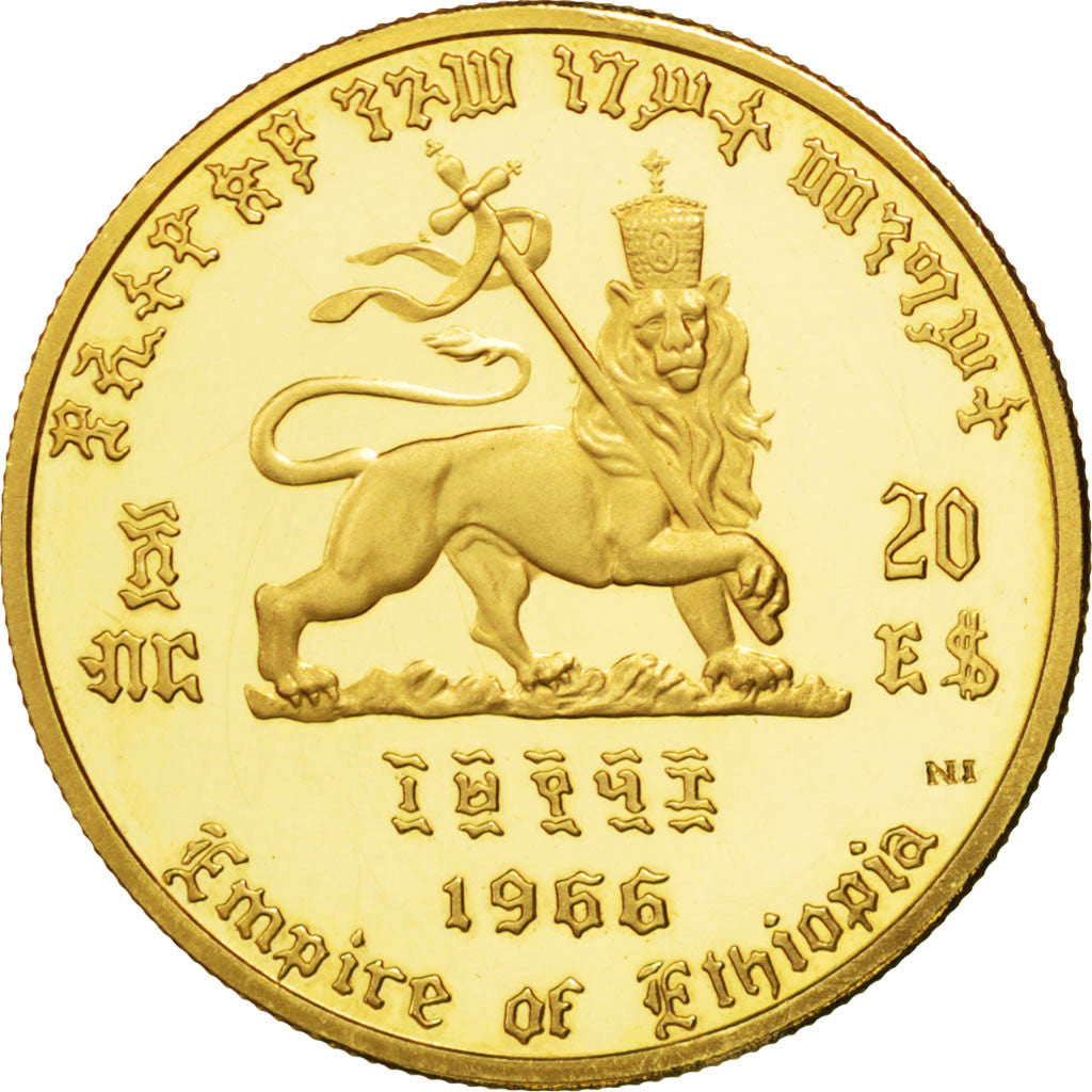ETHIOPIA, 20 Dollars, 1966, KM #39, MS(65-70), Gold, 8.09