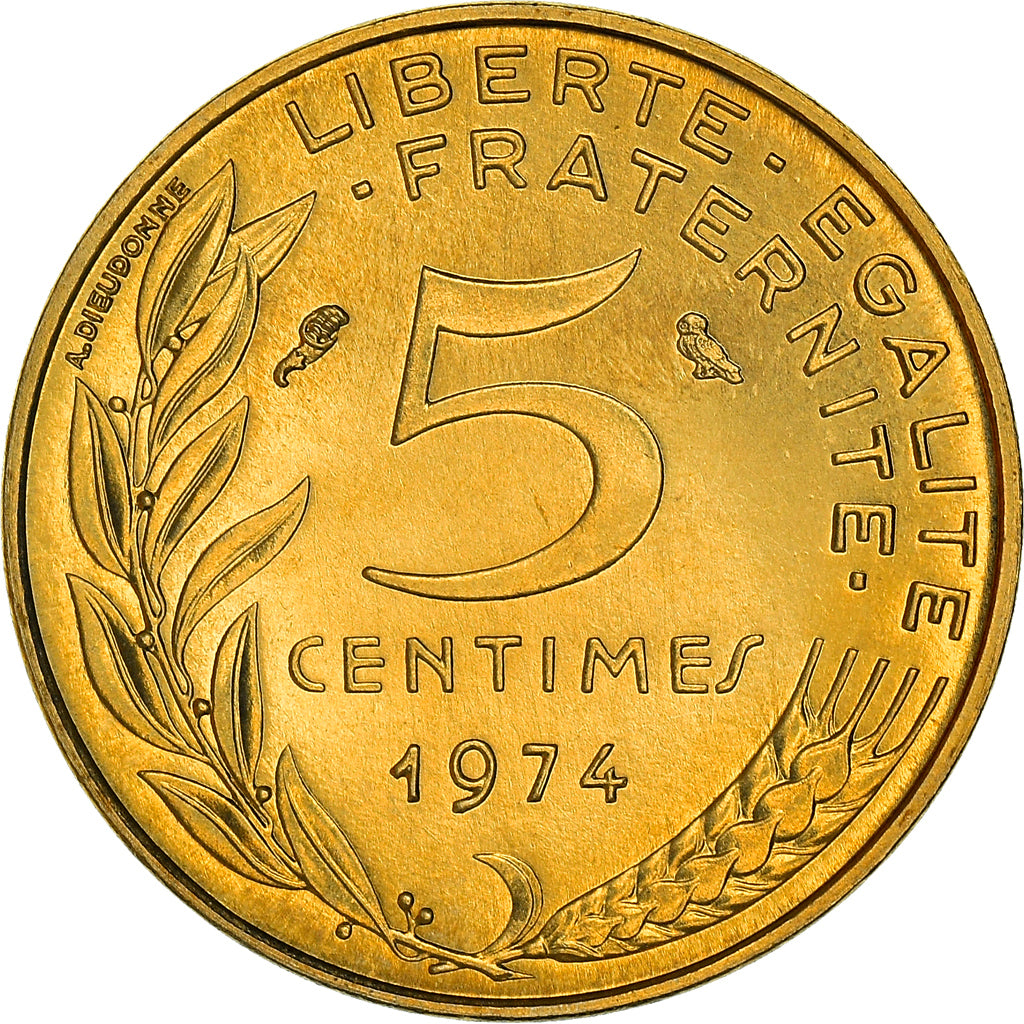 Coin, France, Marianne, 5 Centimes, 1974, Paris, FDC, MS(65-70)
