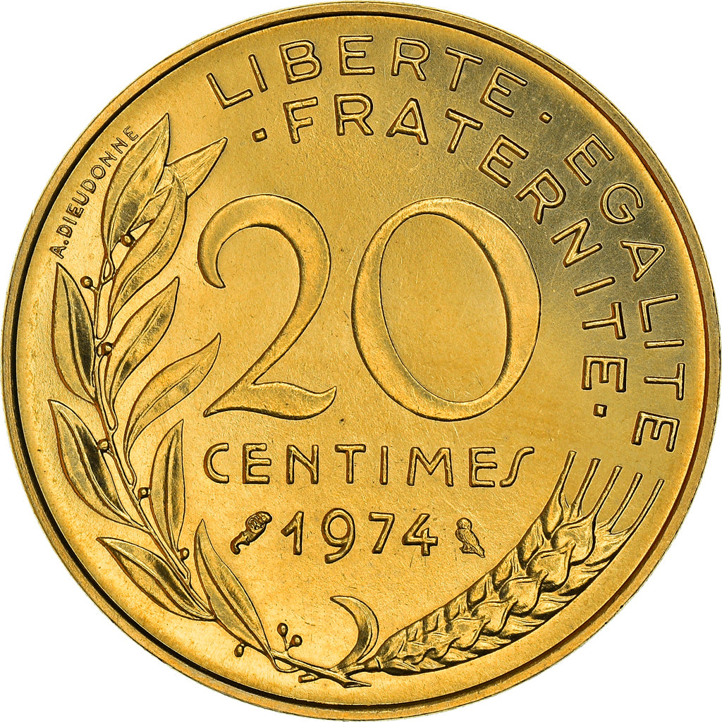 Coin, France, Marianne, 20 Centimes, 1974, Paris, FDC, MS(65-70)