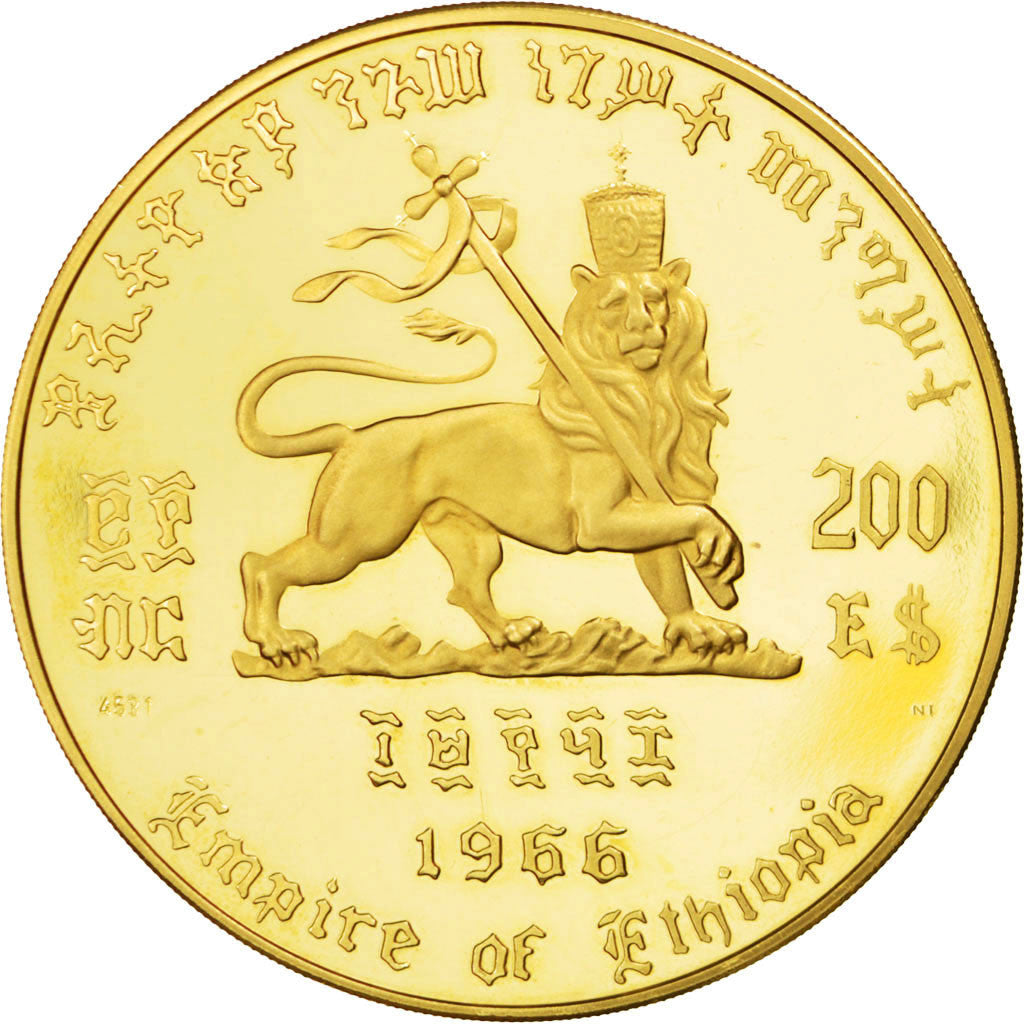 ETHIOPIA, 200 Dollars, 1966, KM #42, MS(65-70), Gold, 80.23