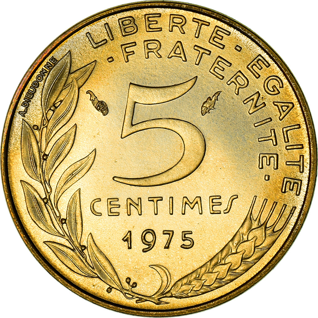 Coin, France, Marianne, 5 Centimes, 1975, Paris, FDC, MS(65-70)