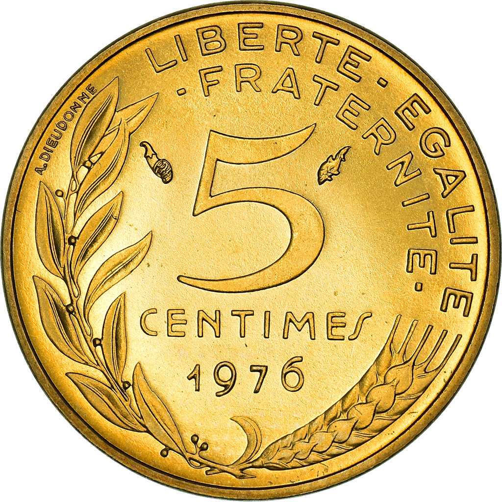 Coin, France, Marianne, 5 Centimes, 1976, Paris, FDC, MS(65-70)