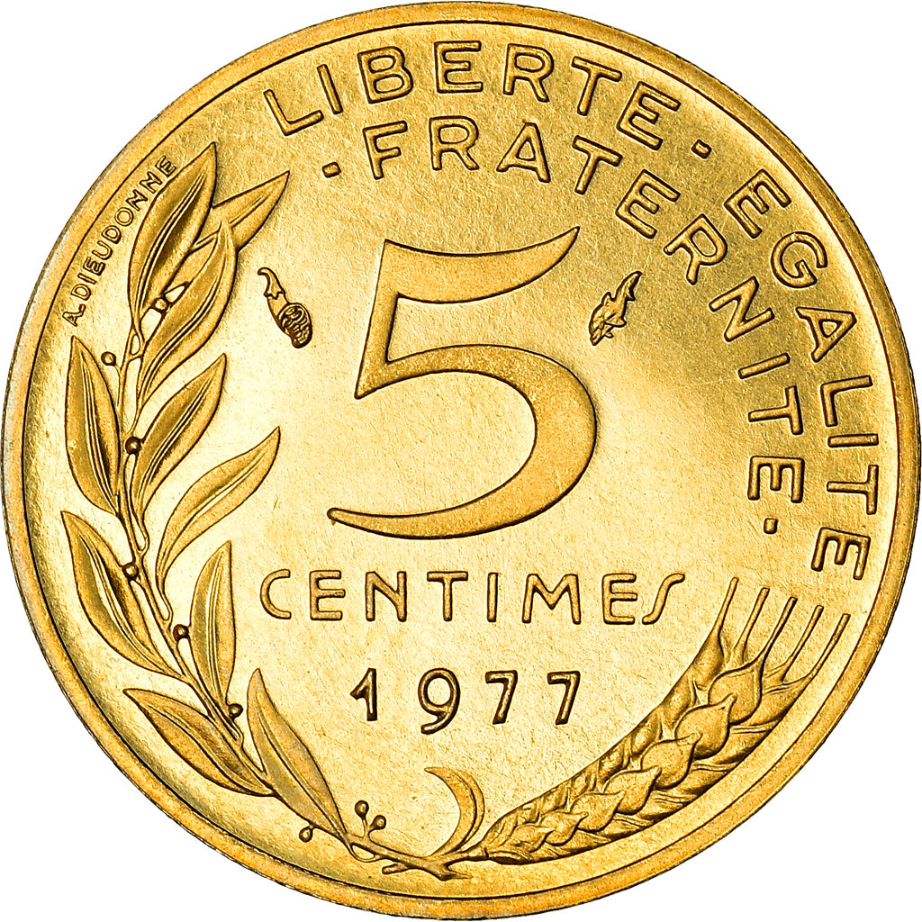 Coin, France, Marianne, 5 Centimes, 1977, Paris, FDC, MS(65-70)