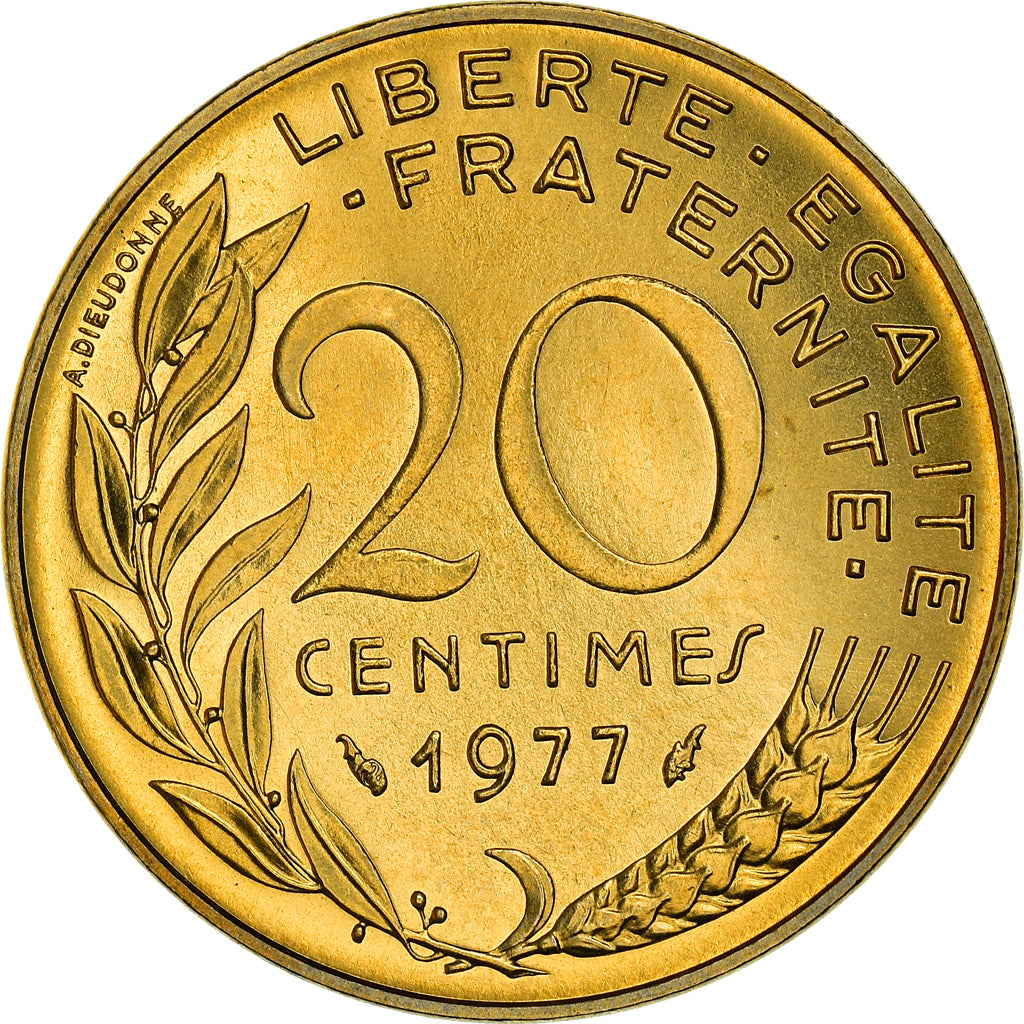 Coin, France, Marianne, 20 Centimes, 1977, Paris, FDC, MS(65-70)