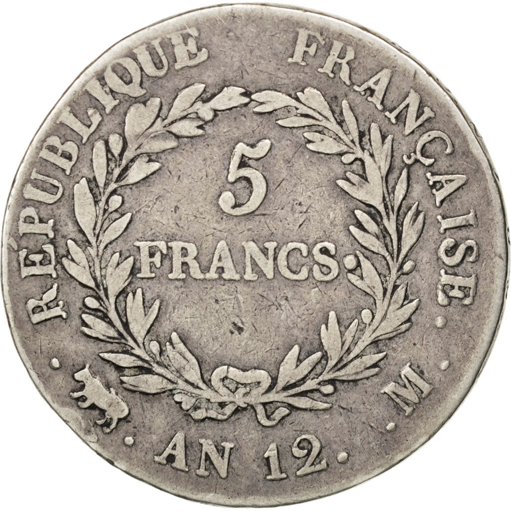 Consulat, 5 Francs Bonaparte Premier Consul, An 12 M, Toulouse, Gadoury 577