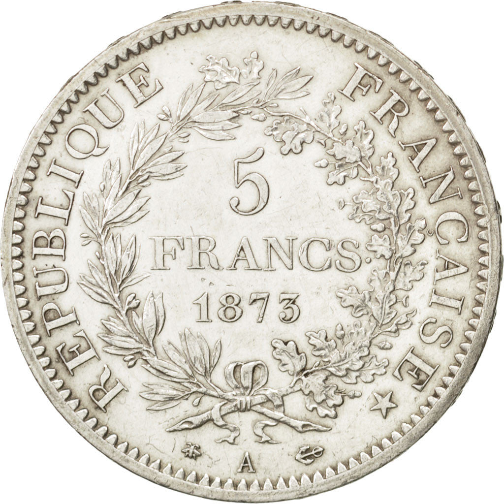 FRANCE, Hercule, 5 Francs, 1873, Paris, KM #820.1, AU(55-58), Silver, Gadoury...