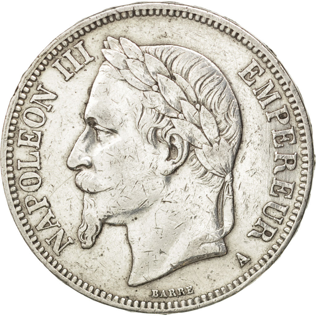 FRANCE, Napoléon III, 5 Francs, 1868, Paris, KM #799.1, EF(40-45), Silver, G...