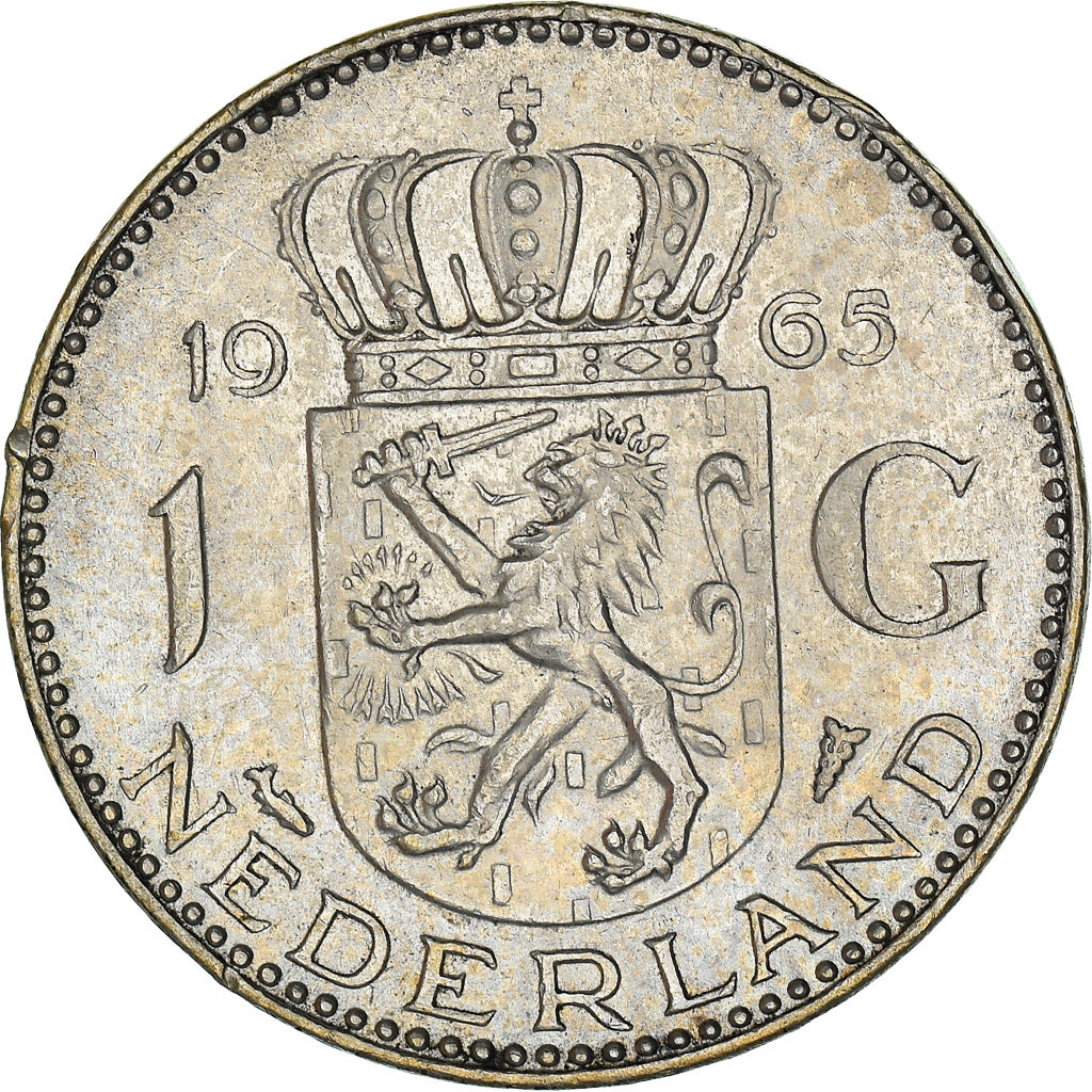 Coin, Netherlands, Juliana, Gulden, 1965, EF(40-45), Silver, KM:184
