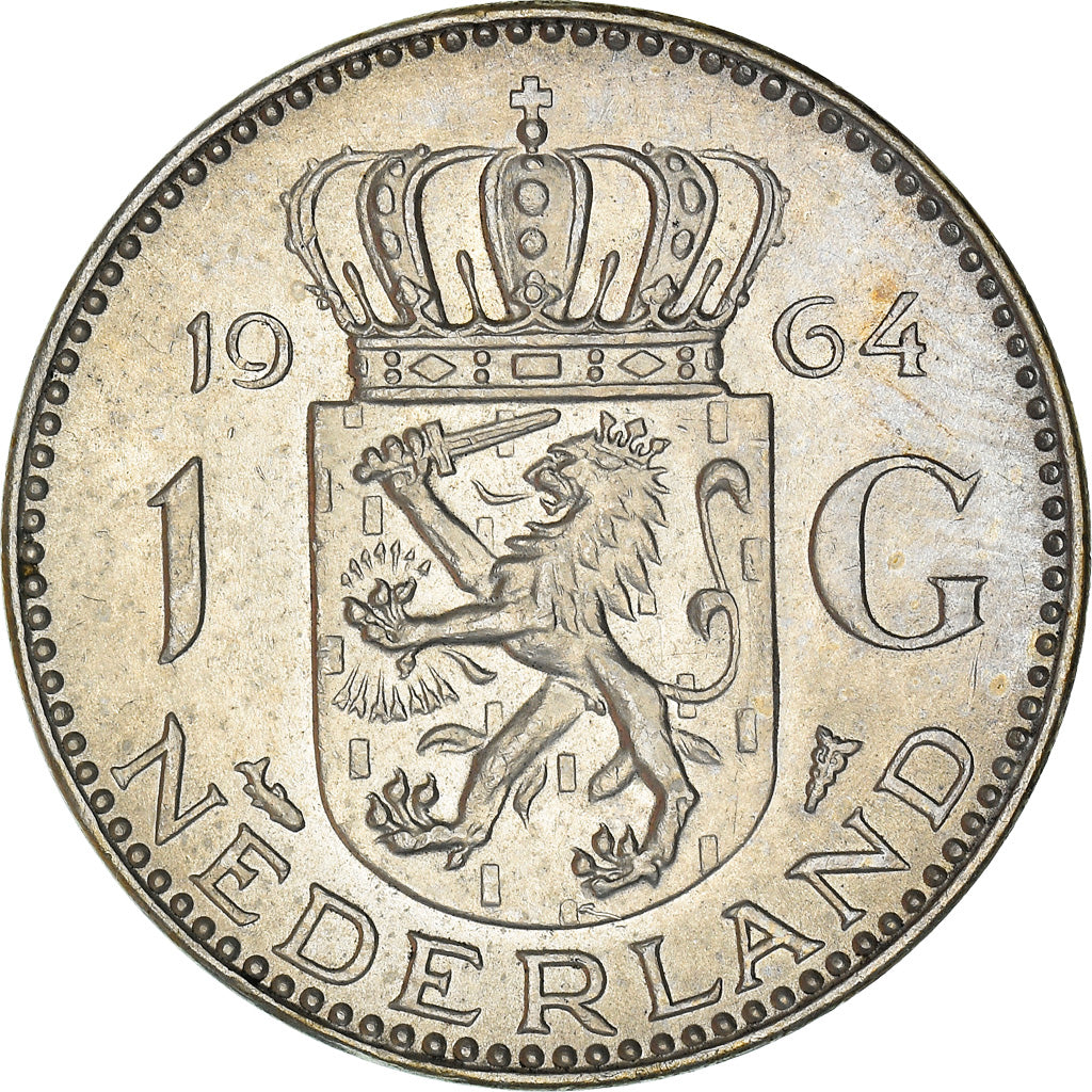 Coin, Netherlands, Juliana, Gulden, 1964, AU(50-53), Silver, KM:184