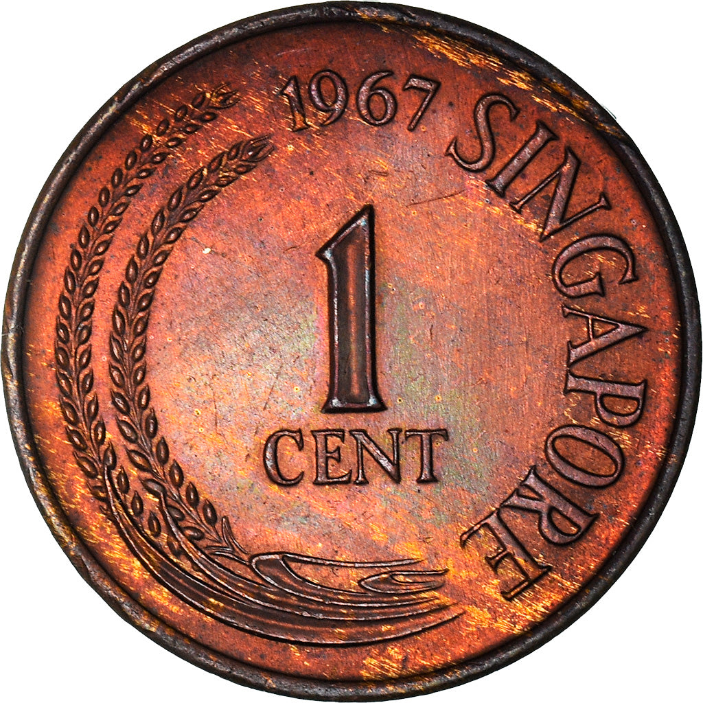 Coin, Singapore, Cent, 1967, Singapore Mint, AU(50-53), Bronze, KM:1