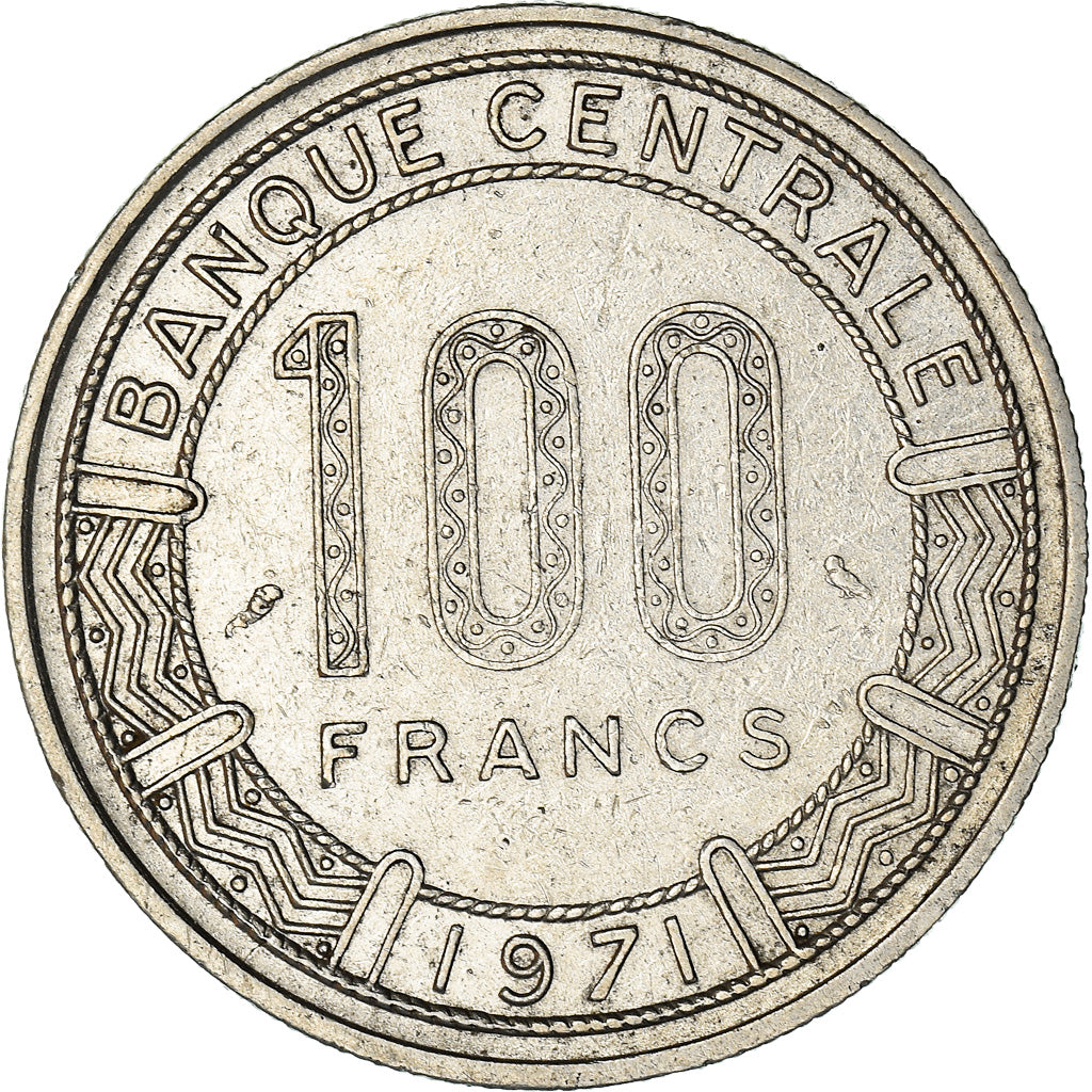 Coin, Central African Republic, 100 Francs, 1971, EF(40-45), Nickel, KM:6