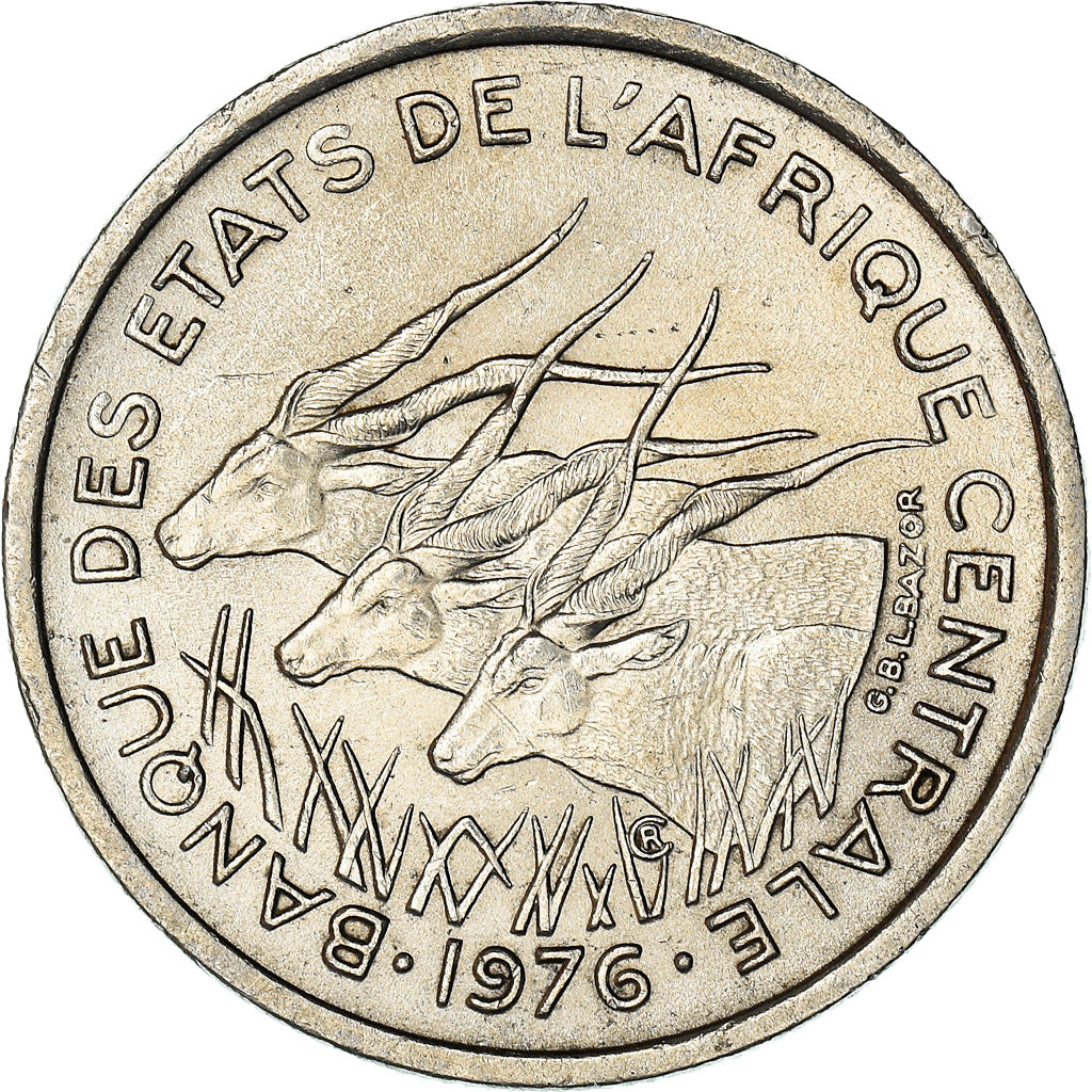 Coin, Central African States, 50 Francs, 1976, Paris, AU(50-53), Nickel, KM:11