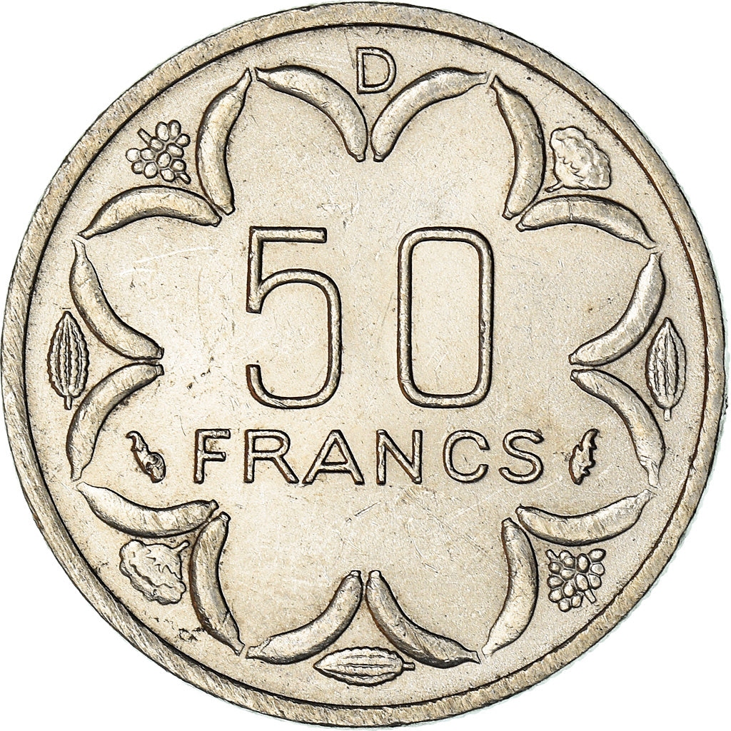 Coin, Central African States, 50 Francs, 1976, Paris, AU(50-53), Nickel, KM:11
