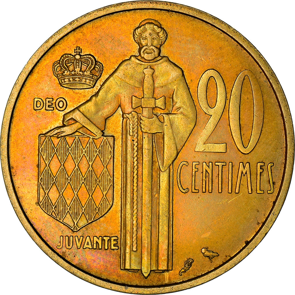 Coin, Monaco, Rainier III, 20 Centimes, 1962, AU(50-53), Aluminum-Bronze, KM:143