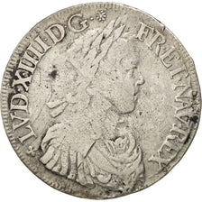 FRANCE, Écu à la mèche longue, ECU, 1653, Angers, KM #155.5, VF(20-25), Silver,