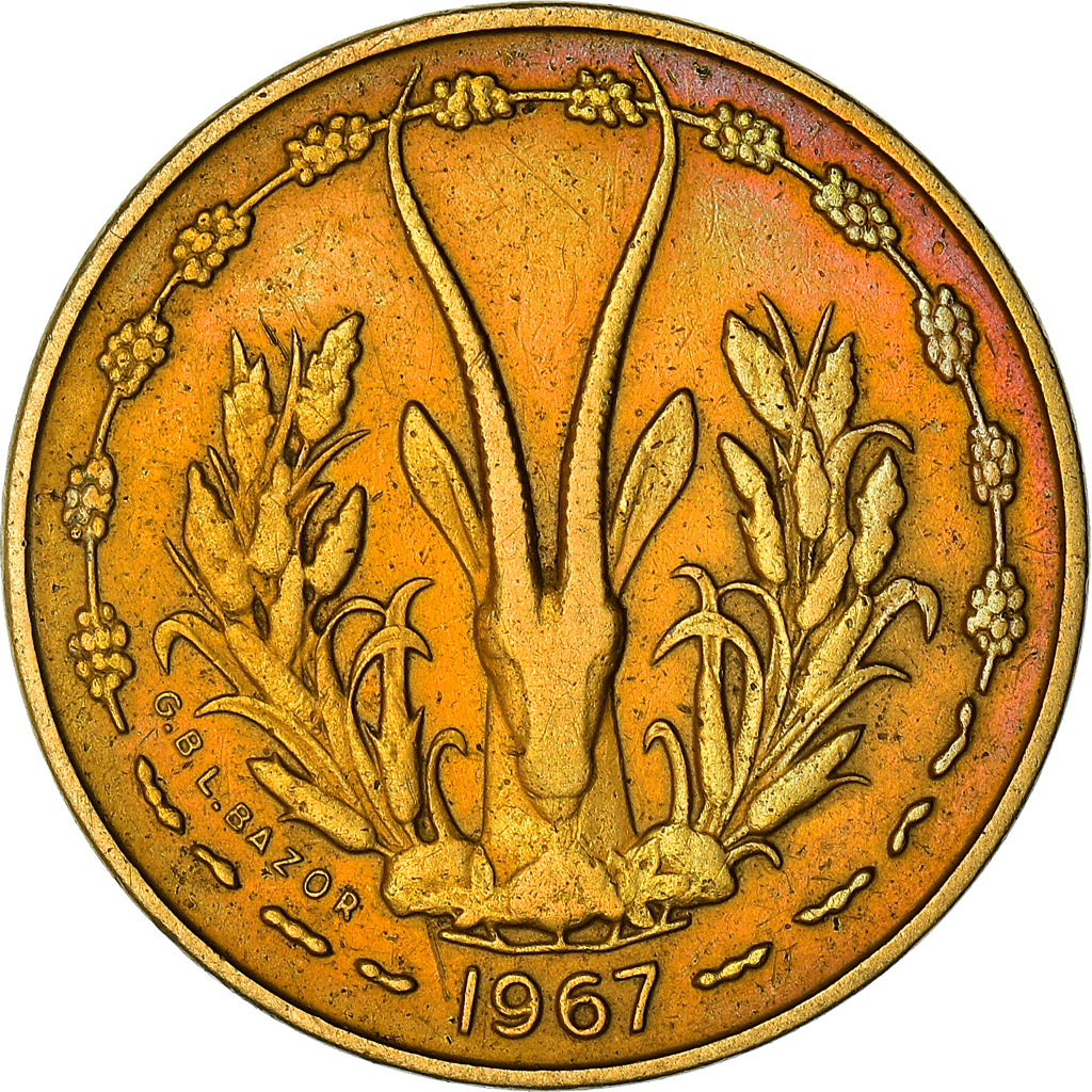 Moeda, Estados da África Ocidental, 5 Francs, 1967, AU(50-53)