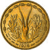 Coin, West African States, 25 Francs, 1976, AU(55-58), Aluminum-Bronze, KM:5