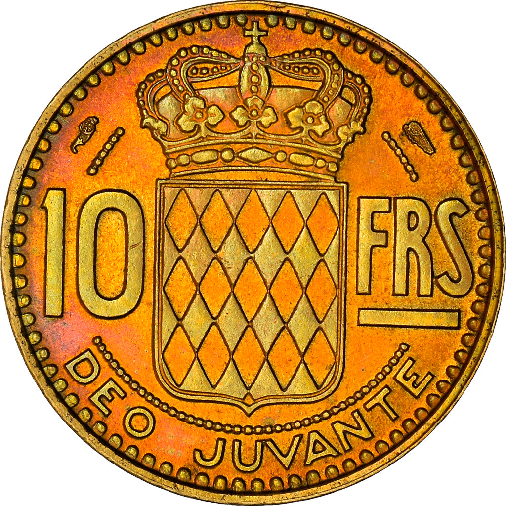 Coin, Monaco, Rainier III, 10 Francs, 1951, AU(55-58), Aluminum-Bronze, KM:130