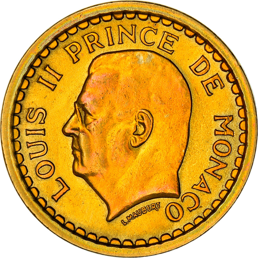Monnaie, Monaco, Louis II, Franc, 1945, TTB+, Aluminum-Bronze, KM:120A