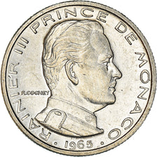 Coin, Monaco, Rainier III, 1/2 Franc, 1965, AU(50-53), Nickel, KM:145