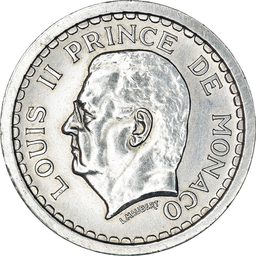 Coin, Monaco, Louis II, 2 Francs, 1943, EF(40-45), Aluminum, KM:121