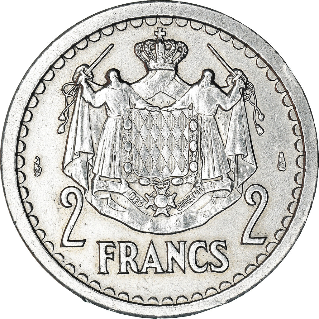 Coin, Monaco, Louis II, 2 Francs, 1943, EF(40-45), Aluminum, KM:121