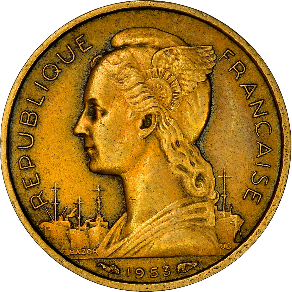 Coin, Madagascar, 10 Francs, 1953, Paris, AU(50-53), Aluminum-Bronze, KM:6