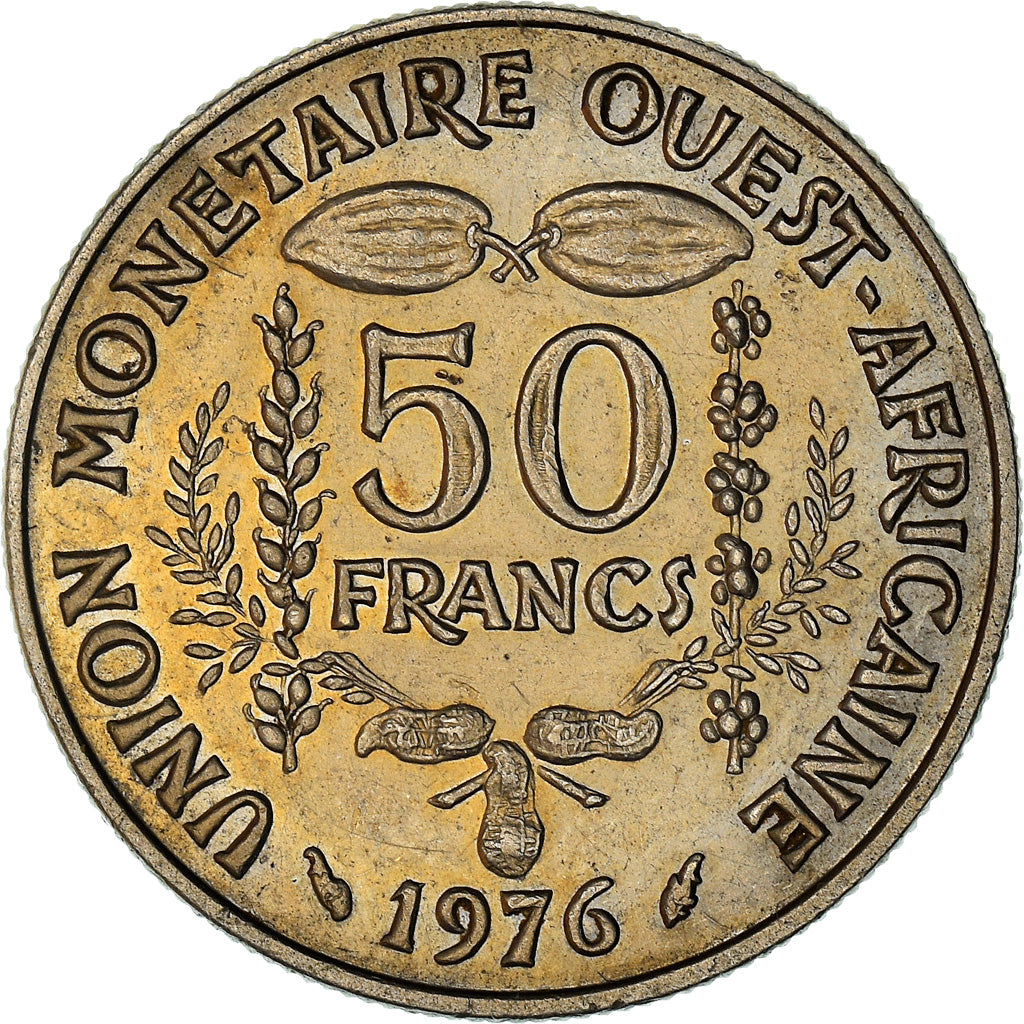 Coin, West African States, 50 Francs, 1976, AU(55-58), Copper-nickel, KM:6