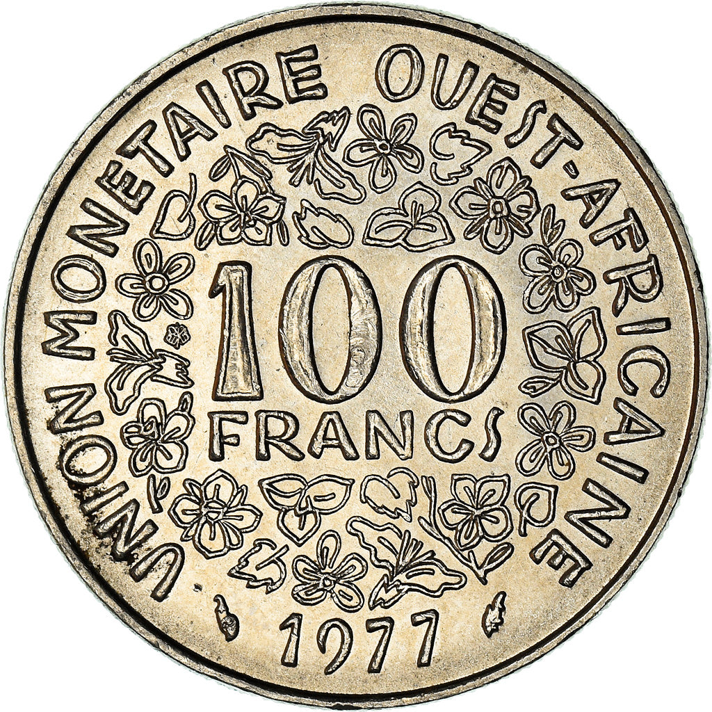 Coin, West African States, 100 Francs, 1977, AU(50-53), Nickel, KM:4