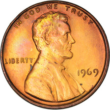 Coin, United States, Lincoln Cent, Cent, 1969, U.S. Mint, Philadelphia