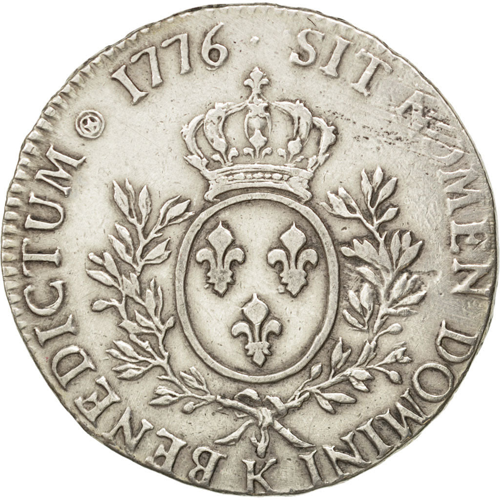 Louis XVI, Écu aux Branches d'olivier, 1776 K, Bordeaux, Gadoury 356