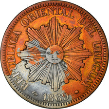 Coin, Uruguay, 4 Centesimos, 1869, Uruguay Mint, Birmingham, VF(30-35), Bronze