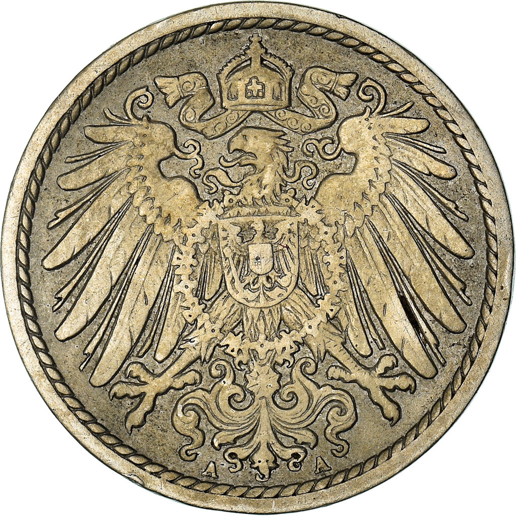 Coin, GERMANY - EMPIRE, Wilhelm II, 5 Pfennig, 1899, EF(40-45), Copper-nickel