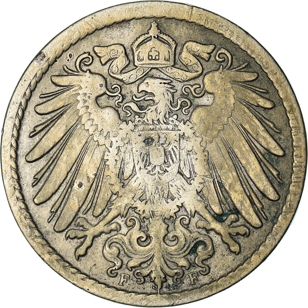 Coin, GERMANY - EMPIRE, Wilhelm II, 5 Pfennig, 1908, Stuttgart, EF(40-45)