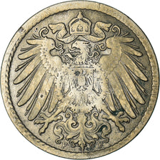 Coin, GERMANY - EMPIRE, Wilhelm II, 5 Pfennig, 1908, Stuttgart, EF(40-45)
