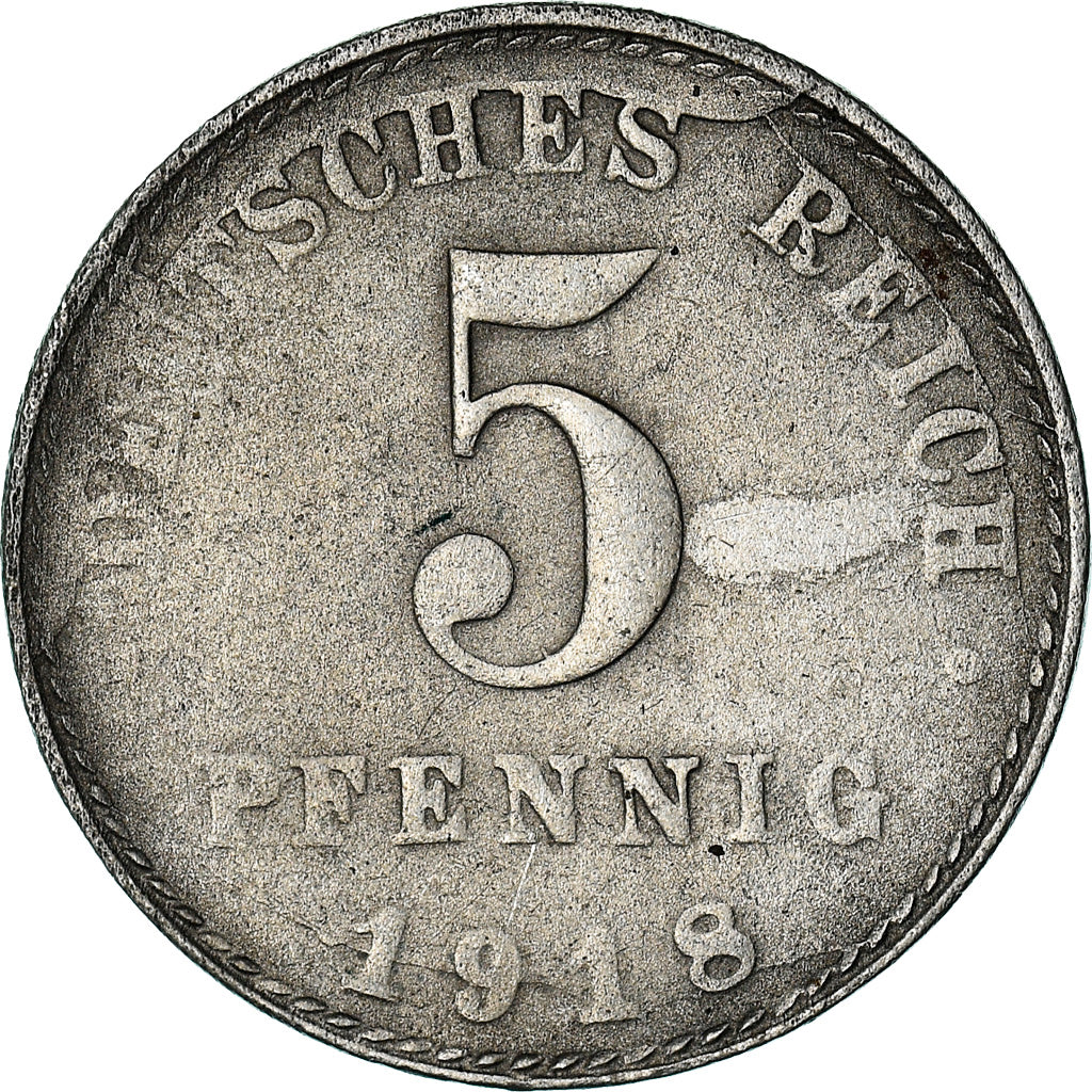 Coin, GERMANY - EMPIRE, 5 Pfennig, 1918, Berlin, VF(30-35), Iron, KM:19