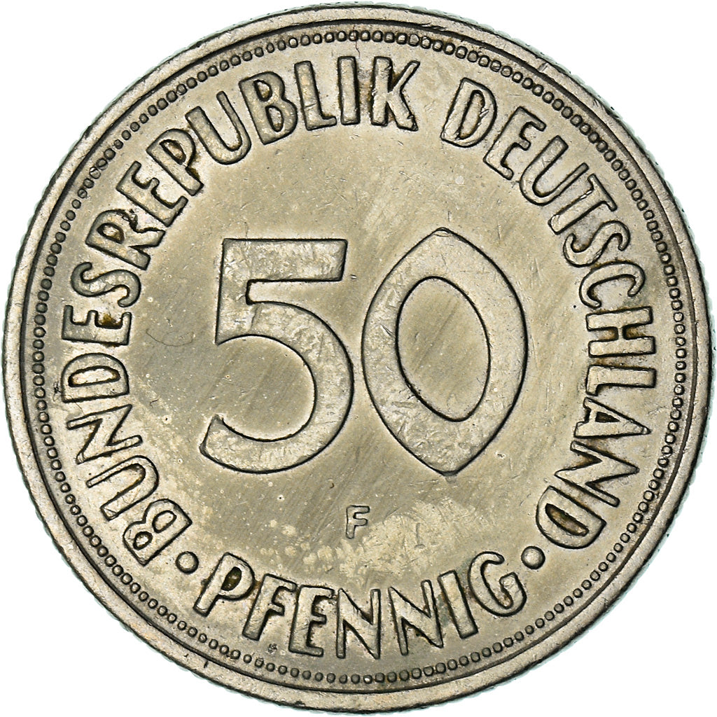 Coin, GERMANY - FEDERAL REPUBLIC, 50 Pfennig, 1968, Stuttgart, EF(40-45)