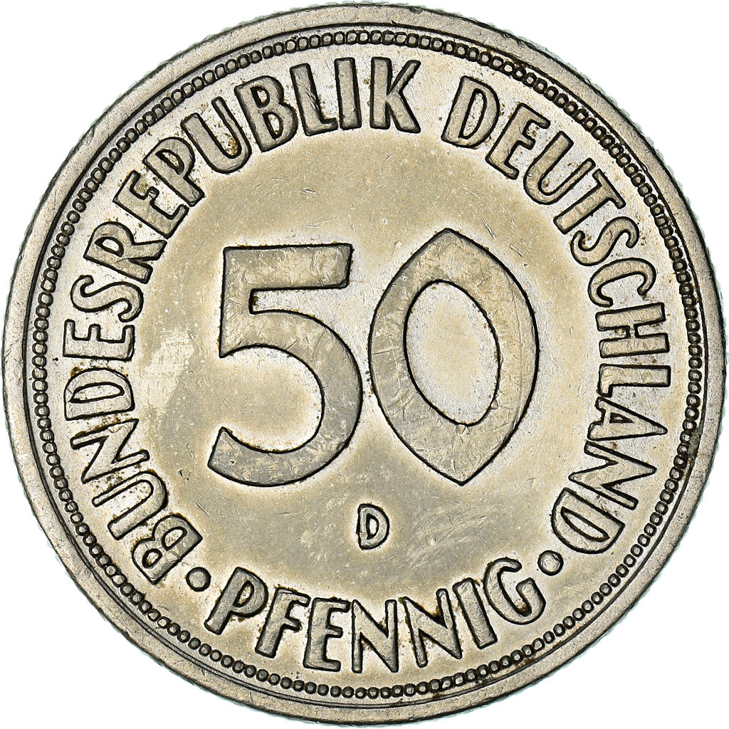 Coin, GERMANY - FEDERAL REPUBLIC, 50 Pfennig, 1969, Munich, AU(50-53)