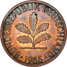 Coin, GERMANY - FEDERAL REPUBLIC, Pfennig, 1986, Stuttgart, EF(40-45), Copper