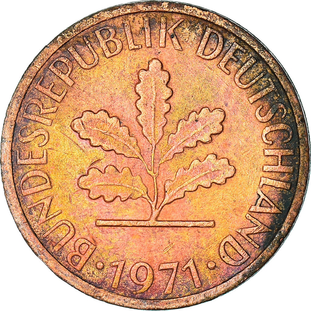 Coin, GERMANY - FEDERAL REPUBLIC, Pfennig, 1971, Stuttgart, AU(50-53), Copper