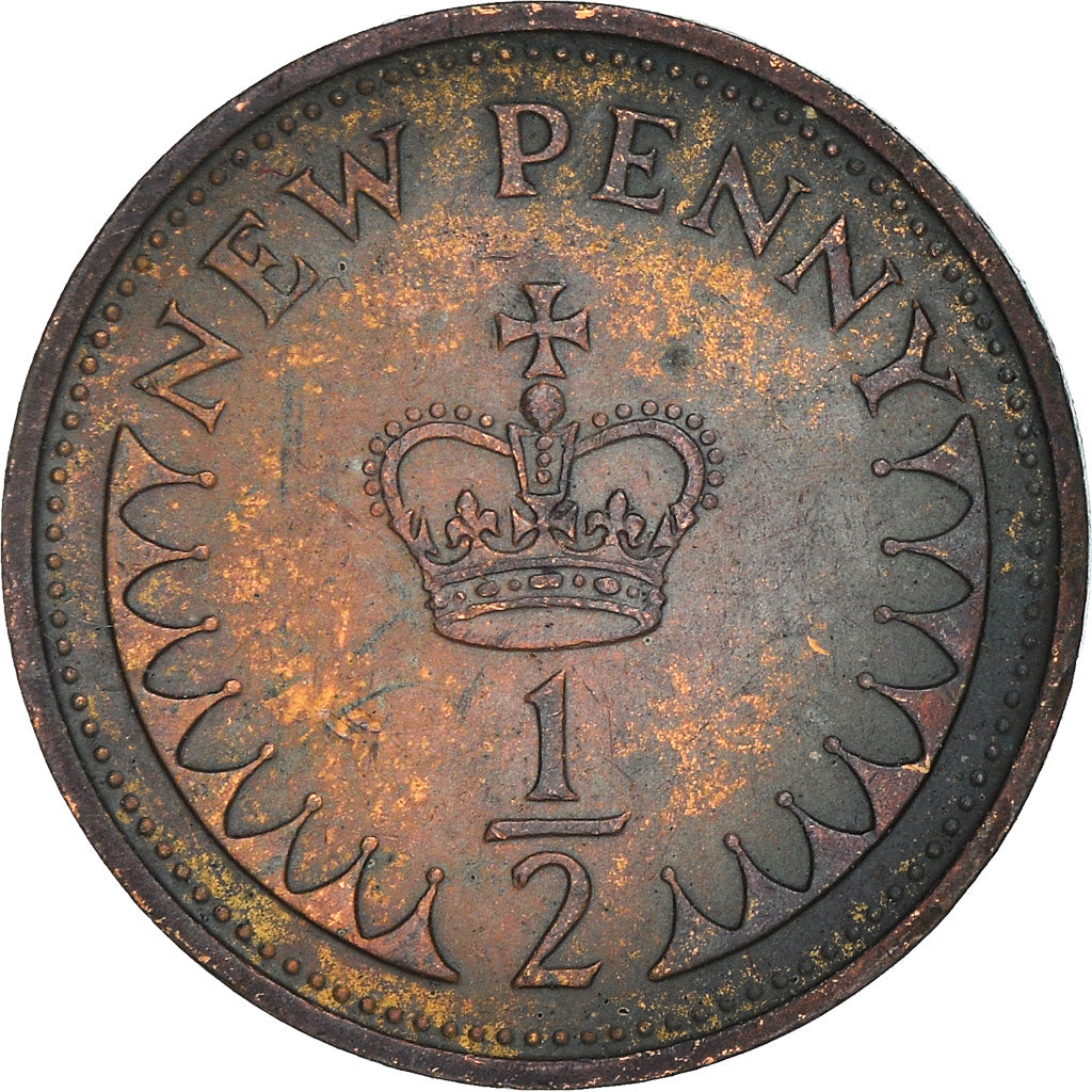 Coin, Great Britain, Elizabeth II, 1/2 New Penny, 1971, VF(30-35), Bronze