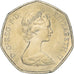 Moeda, Grã-Bretanha, Elizabeth II, 50 Pence, 1973, AU(50-53), Cobre-níquel